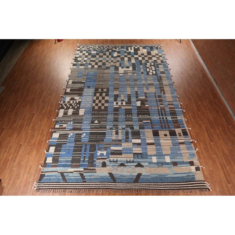 All-Over Abstract Moroccan Large Modern Rug Hand-Knotted Wool Carpet - 11'11"x 19'11"