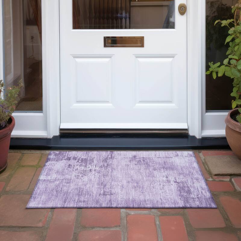 Machine Washable Indoor/ Outdoor Abstract Modern Chantille Rug