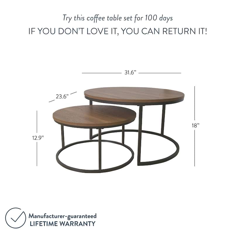 Nathan James Stella Round Nesting Coffee Table Set of 2