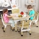 preview thumbnail 15 of 37, Kids Table and Chairs Set Height Adjustable Desk with 4 Seats