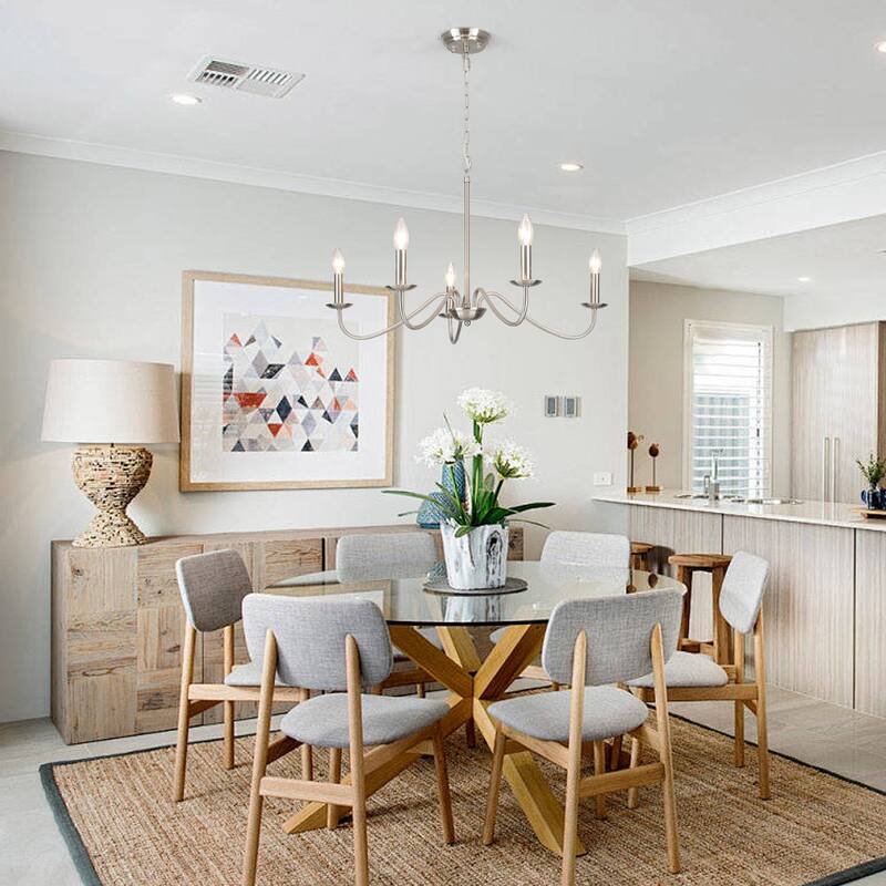 5-Light Rustic Farmhouse Candle Chandelier for Bedroom, Kitchen, Living Room and Foyer