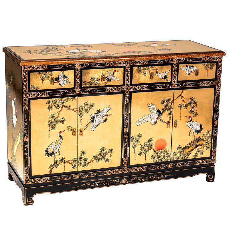 Gold Lacquer Sideboard - Cranes
