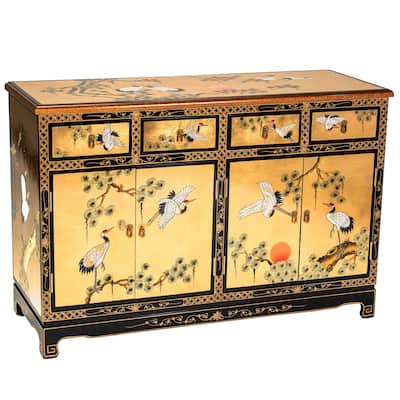 Gold Lacquer Sideboard - Cranes