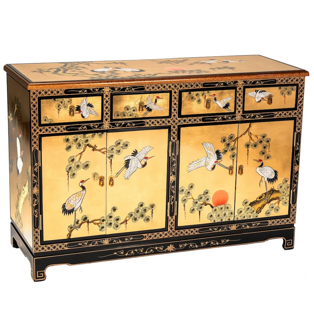 Gold Lacquer Sideboard - Cranes