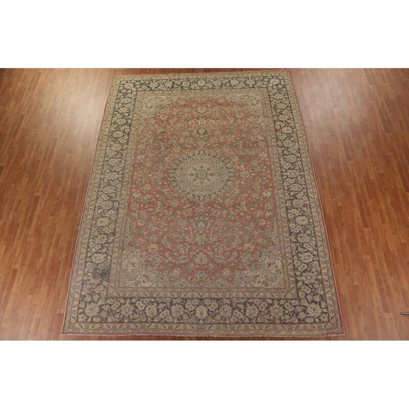 Traditional Kashan Persian Vintage Area Rug Hand-knotted Wool Carpet - 10'0" x 13'4"
