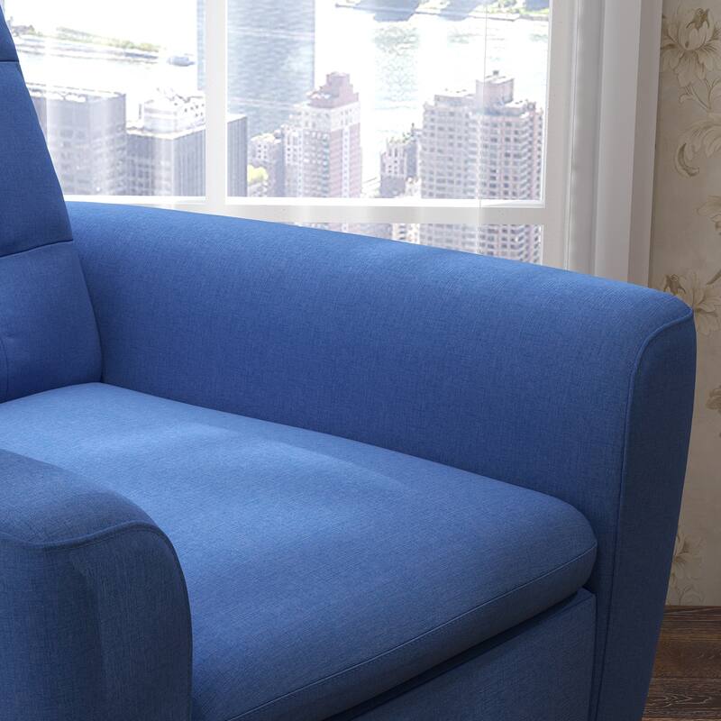 Button Tufted Fabric Accent Chair Armchair with Solid Sagwan Wooden Frame