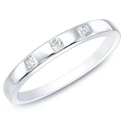 Auriya 10k Gold 1/10ctw Princess-cut Diamond Wedding Band