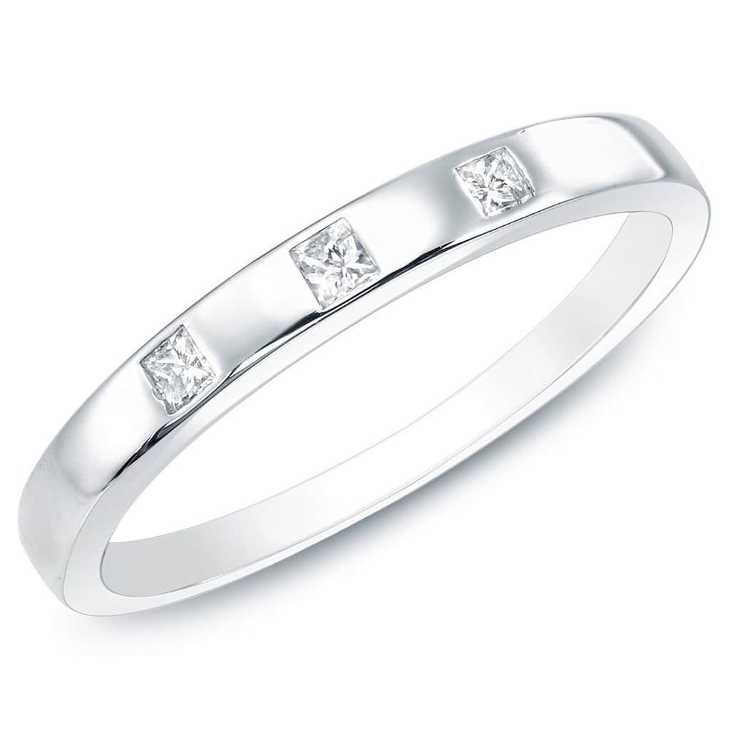 Auriya 10k Gold 1/10ctw Princess-cut Diamond Wedding Band