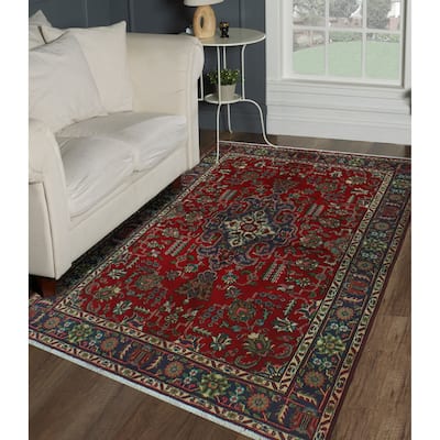 Semi Antique Morena Red/Ink Blue Rug - 4'8" x 6'6"