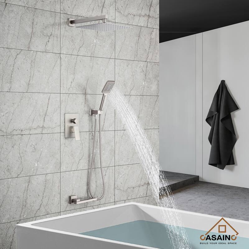 1-Handle 3-Spray Pattern 10 in. Wall Mount Shower Set Shower Head, Tub and Shower Faucet - 10 inch