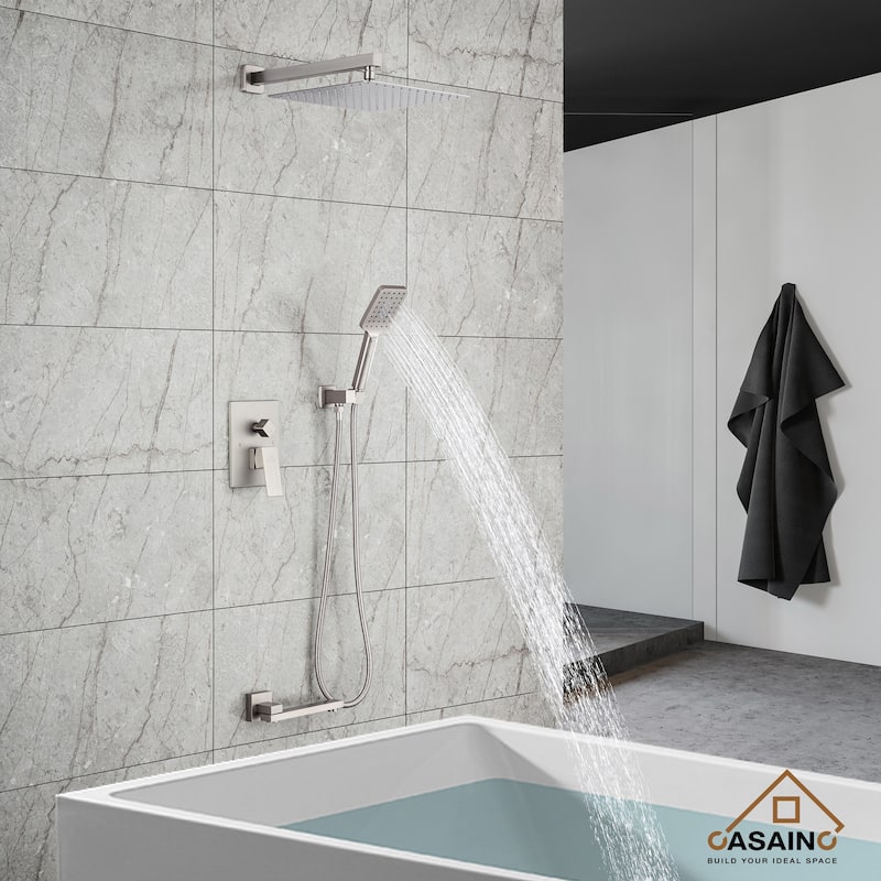 1-Handle 3-Spray Pattern 12 in. Wall Mount Shower Set Shower Head, Tub and Shower Faucet - 12 inch