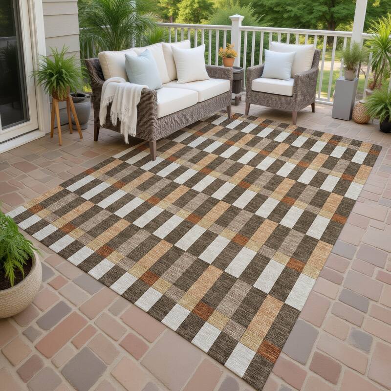 Machine Washable Indoor/ Outdoor Modern Chanute Chantille Rug - Chocolate - 2'6" x 3'10"