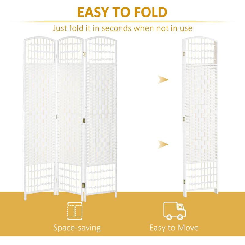 3 Panel Room Divider, Folding Privacy Screen, 5.6' Room Separator, Wave Fiber Freestanding Partition Wall Divider