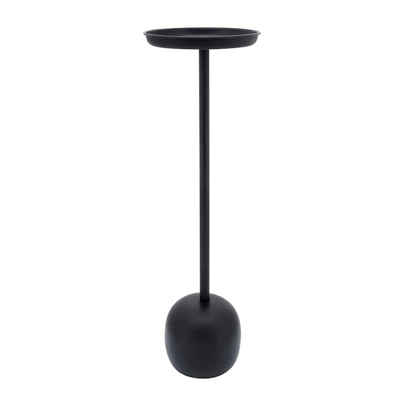Metal 25"H Drink Table in Black Finish with Round Top Design for Stylish and Functional Living Space Ambiance and - Metal - 8" x 8" x 25.25" - Black