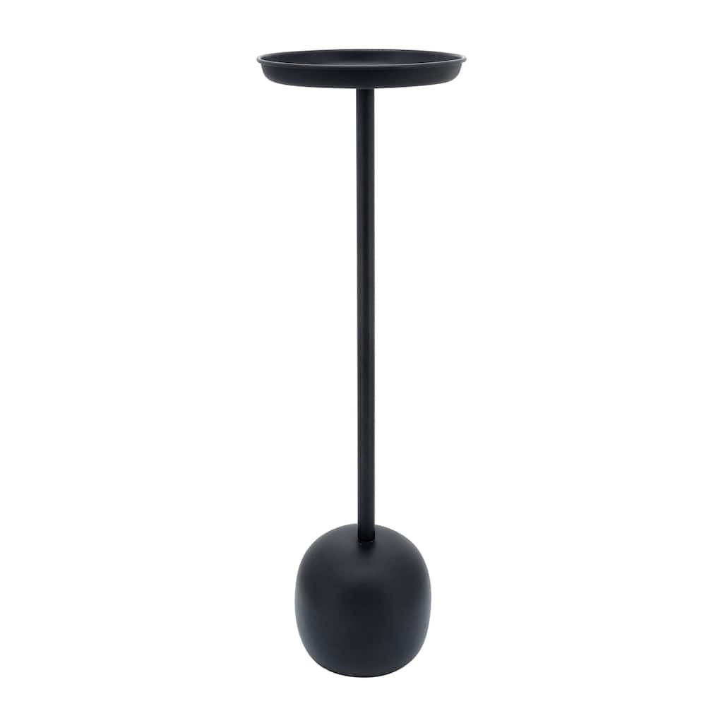 Metal 25"H Drink Table in Black Finish with Round Top Design for Stylish and Functional Living Space Ambiance and