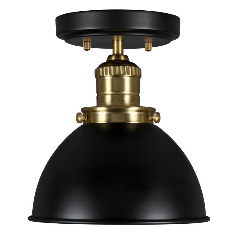 Design House Savannah Farmhouse 1-Light Indoor Semi-Flush Mount Ceiling Light Dimmable - Matte Black/Gold