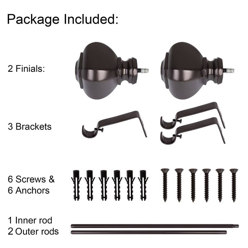 UTOPIA ALLEY 3/4 Inch Curtain Rod - Curtain Rods For Windows 86 to 120 Inch, Adjustable Drapery Rods - 86 to 120"