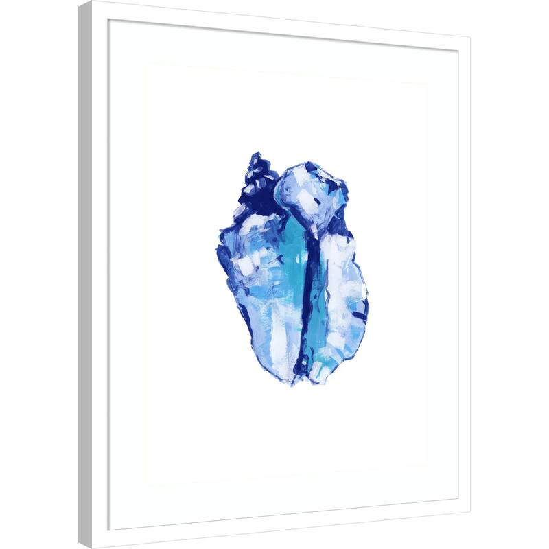 Blue Seashell On White Background No. 1 by Cartissi Wood Framed Wall Art Print