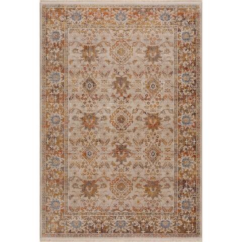 LR Home Rustic Traditional Boho Bordered Floral Area Rug
