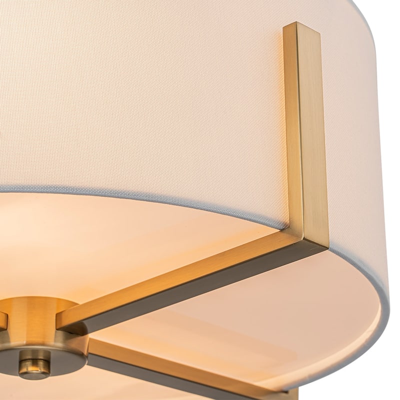 16.9''W 2-Light Drum Semi-flush Mount With White Fabric Shade