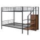 preview thumbnail 5 of 9, Full Over Full Metal Bunk Bed with Lateral Storage Ladder and Wardrobe