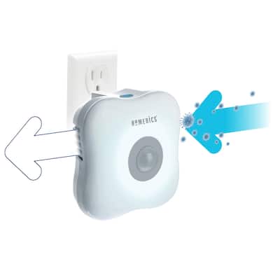 Homedics TotalClean Personal UV-C Plug-In Air Sanitizer and Purifier. Built-In Night-Light for Small Spaces, White