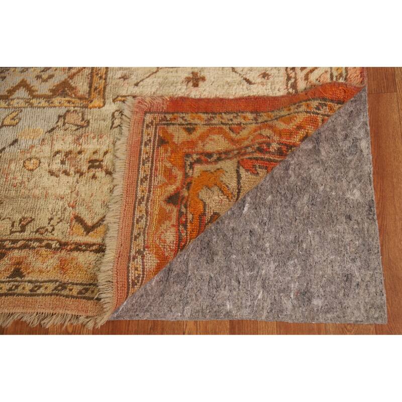Pre-1900 Antique Vegetable Dye Oushak Turkish Rug Handmade Wool Carpet - 11'10" x 13'6"