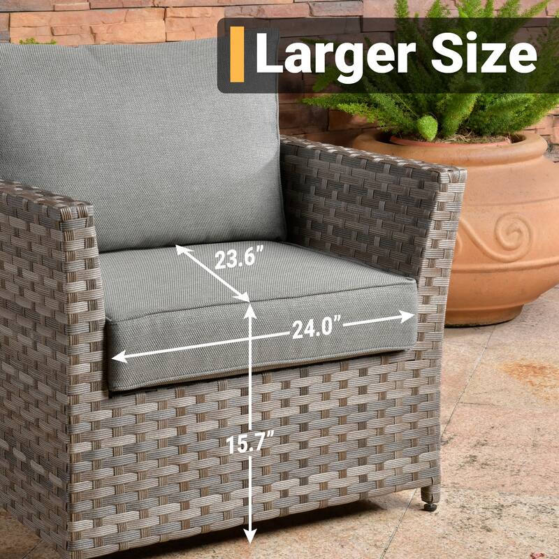 HOOOWOOO 10-piece Grey Wicker Patio Outdoor Furniture Set with Fire Pit
