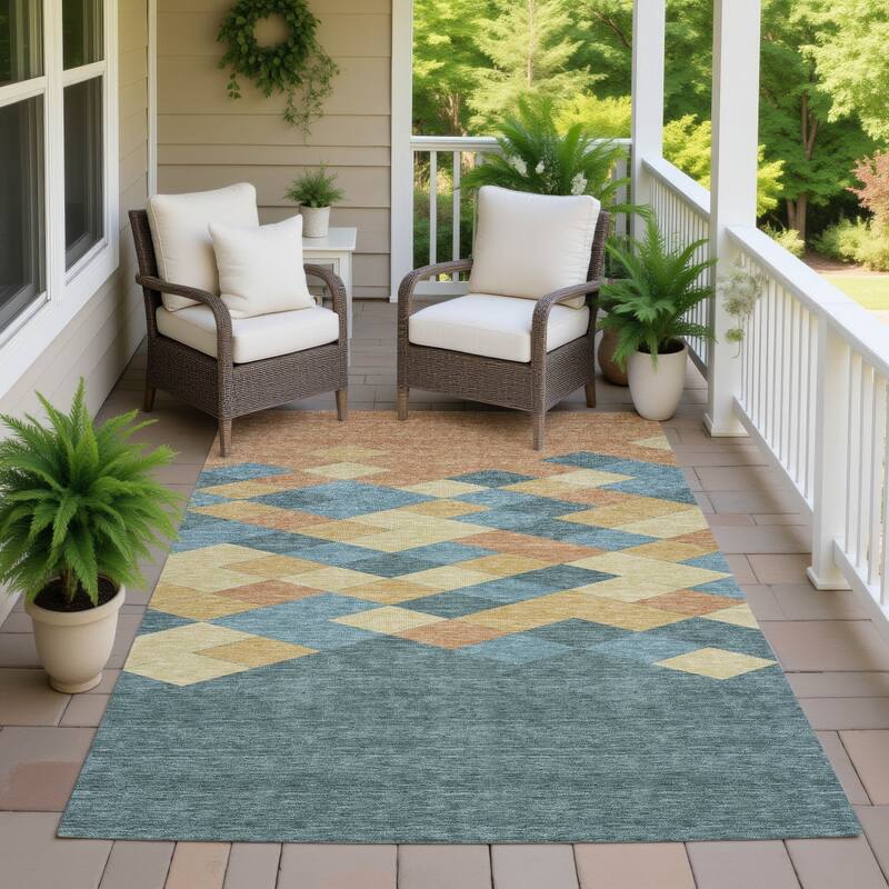 Machine Washable Indoor/ Outdoor Modern Avo Chantille Rug