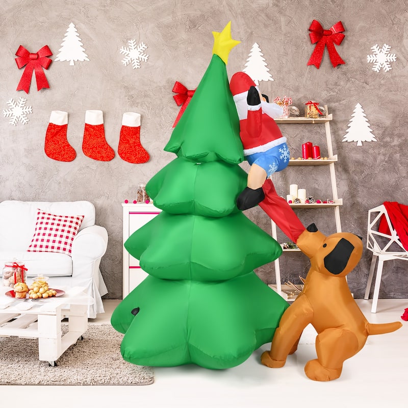 6.5 FT Inflatable Christmas Tree Inflatable Santa Claus Climbing Tree