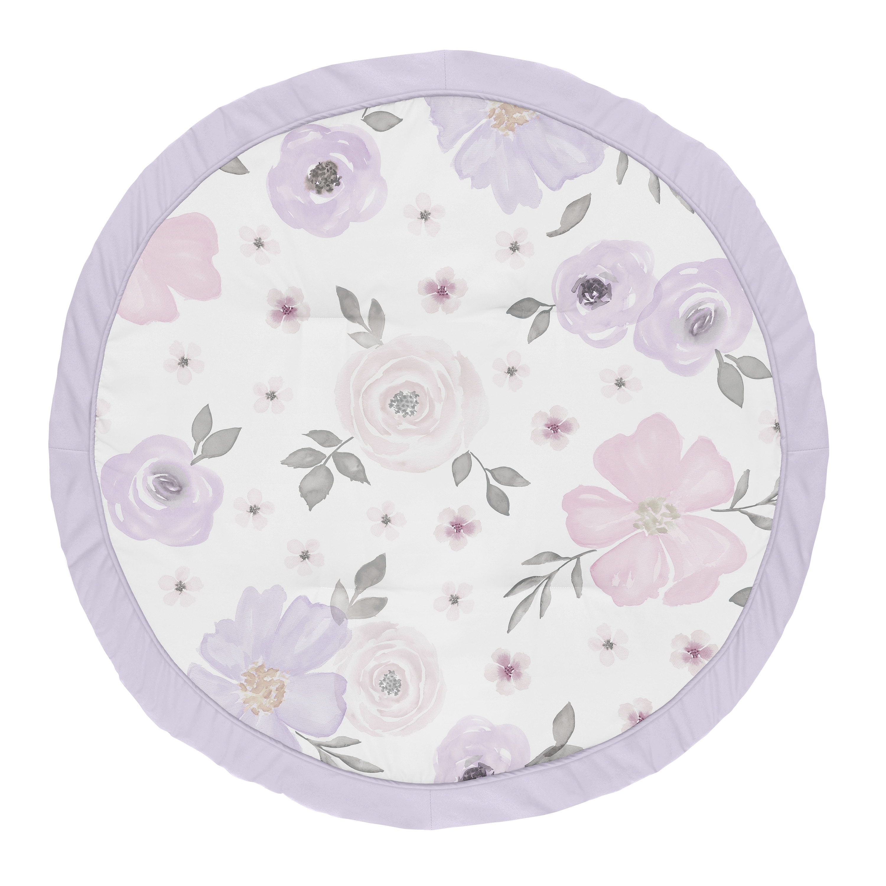 Sweet Jojo Designs Lavender Purple, Pink, Grey and White Shabby Chic Watercolor Floral Collection Baby Tummy Time Playmat