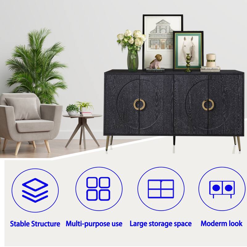 Modern Lacquered 4 Door Wooden Cabinet Sideboard Buffet Server Cabinet Storage Cabinet