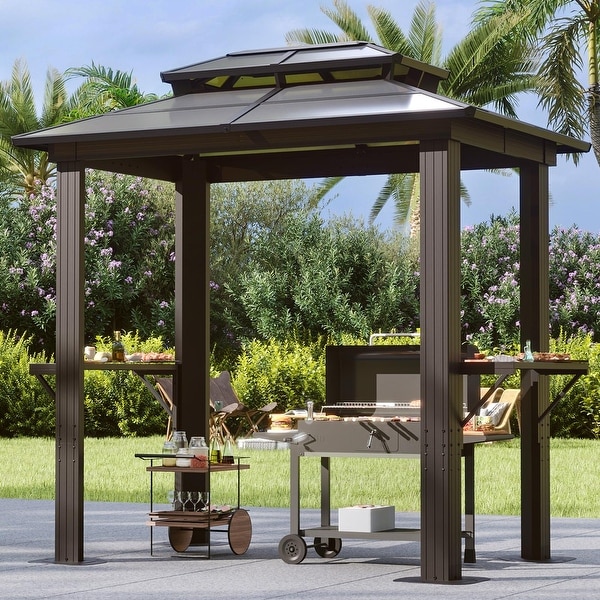 Outdoor BBQ Gazebo, Grill Gazebos with Bar Counter and Ceiling