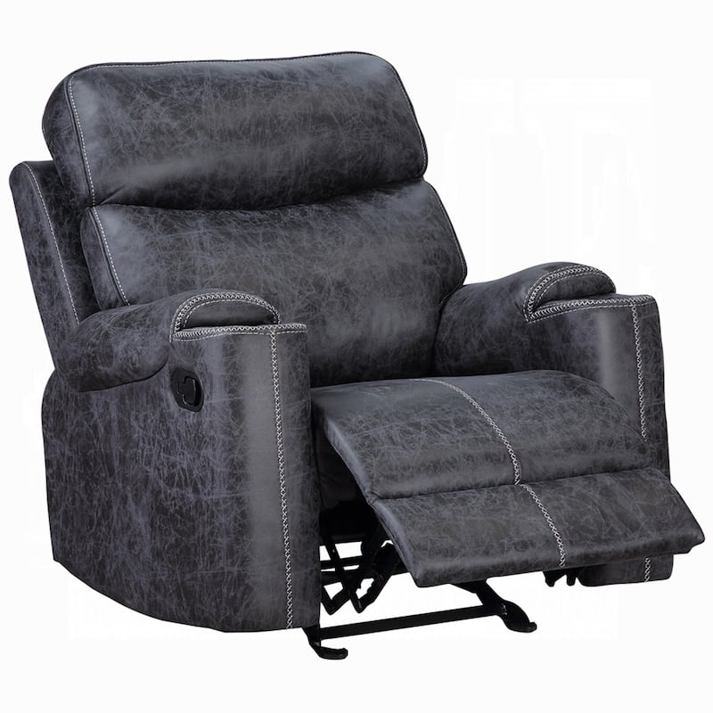 Hori Manual Recliner Chair, Dark Gray Microfiber, Cupholder Armrests