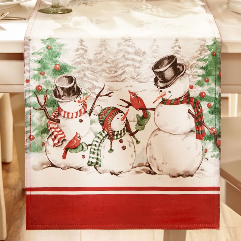 Snowman Winterland Holiday Snowflake Table Runner - 13x70