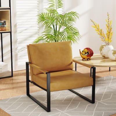 Mid-Century Accent Chair with Metal Frame, Modern Armchair Single Sofa Chair for Living Room Bedroom Office