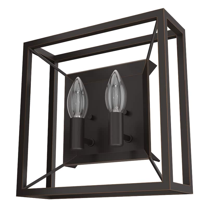 Hunter Doherty 2-Light Wall Sconce - Bathroom, Bedroom, Hallway - Industrial, Contemporary, Transitional - Damp Rated