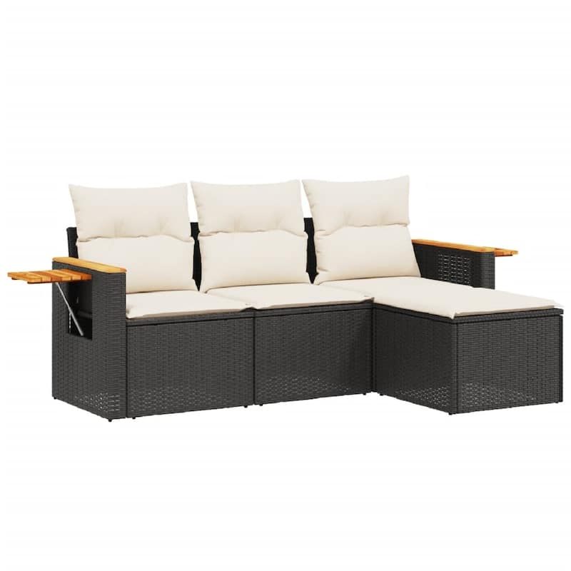 vidaXL Garden Sofa Set Black - 21.7 x 21.7 x 14.6 in