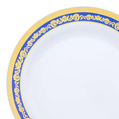 Shiny Royal Rim Disposable Plastic Plate Packs - Party Supplies