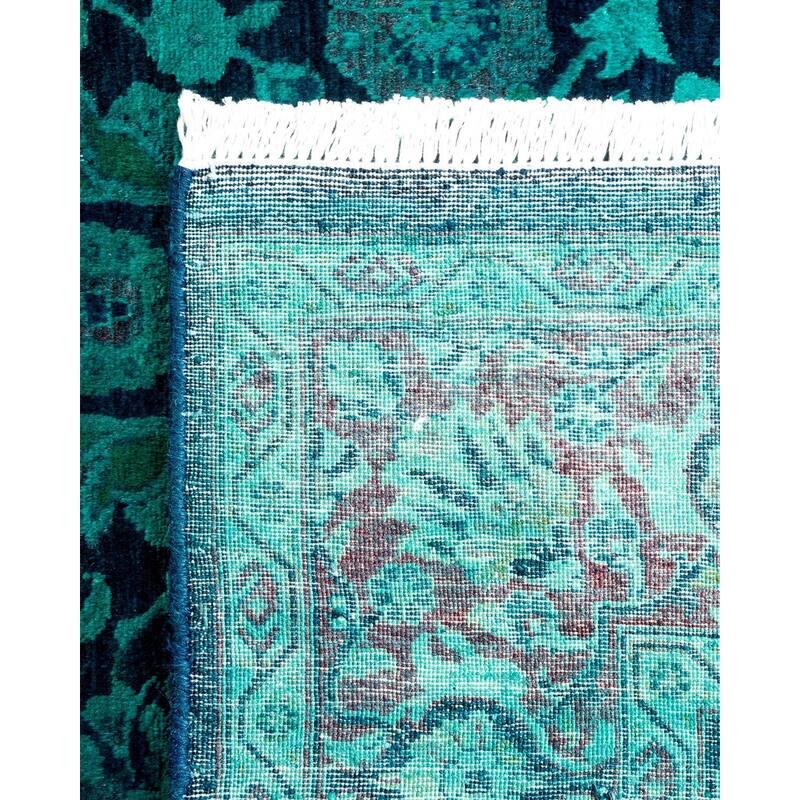 Overton Hand Knotted Wool Vintage Inspired Modern Contemporary Overdyed Navy Area Rug - 4' 2" x 6' 1"