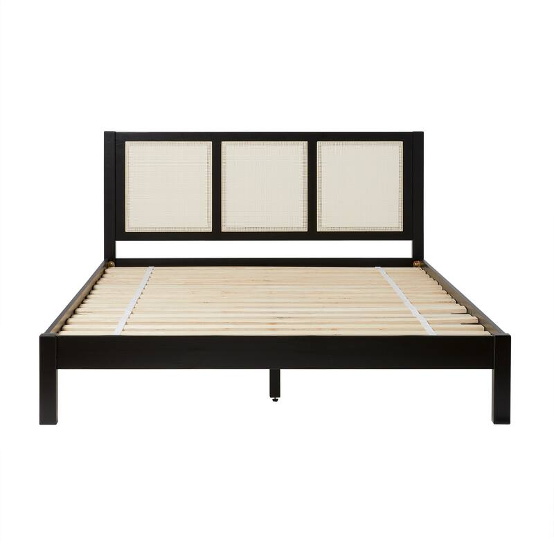 Middlebrook Designs Boho Solid Wood Rattan Headboard Queen Bedframe