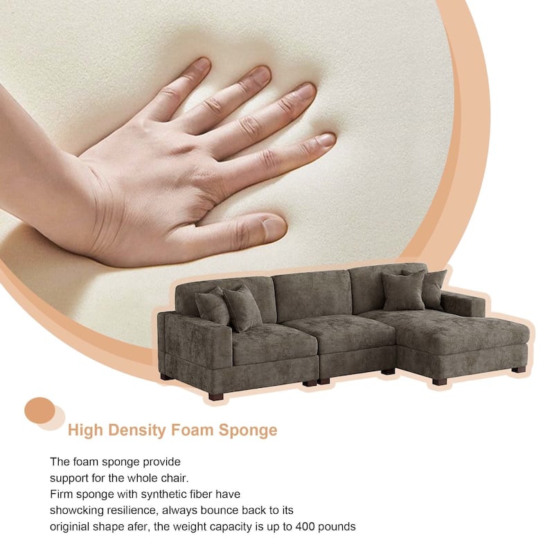 Modern Oversized Chenille Modular Sectional Sofa With Chaise