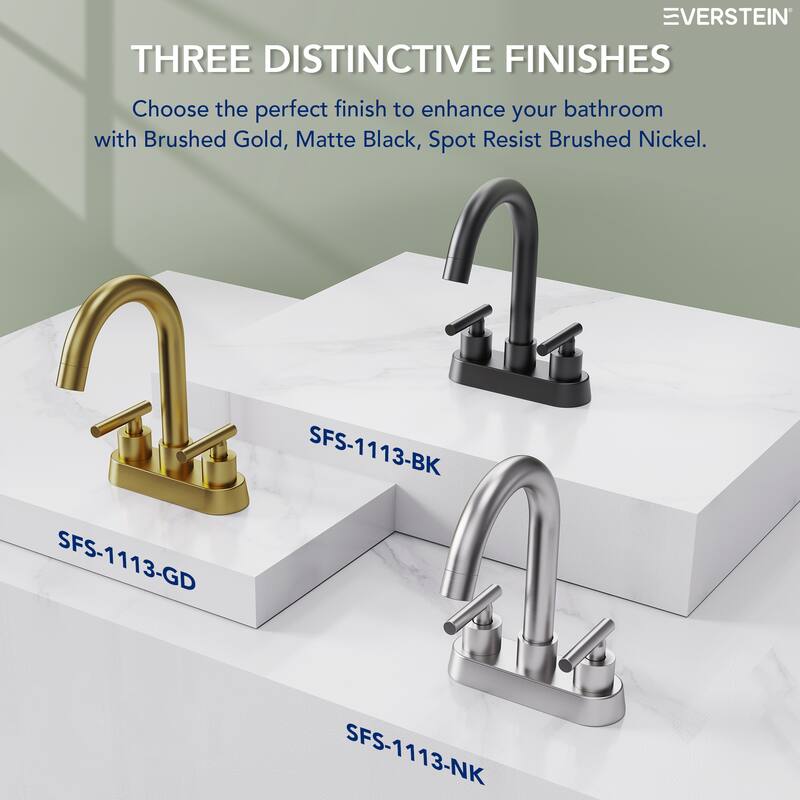 4" Centerset 3 Holes Double Handle 360° Swivel Bathroom Sink Faucet