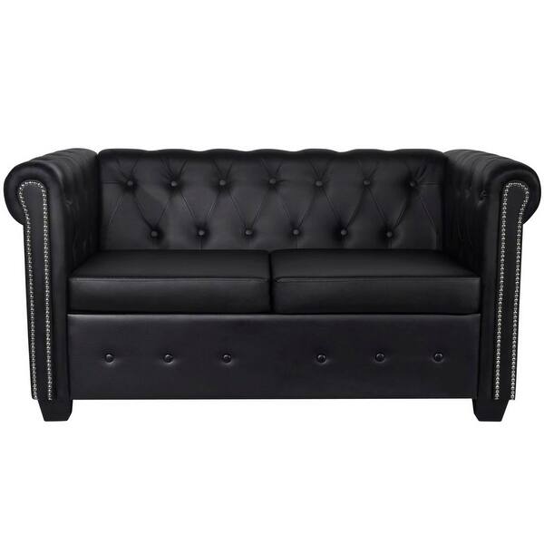 Shop Vidaxl Chesterfield 2 Seater Artificial Leather Black