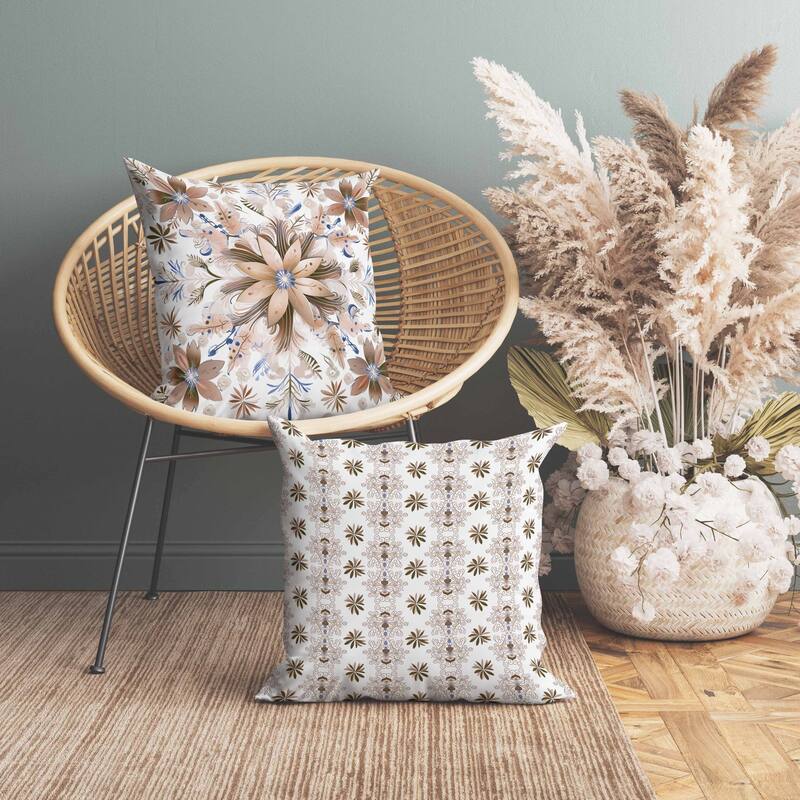 Snowy Crest Faux Suede Reversible Throw Pillow White and Brown