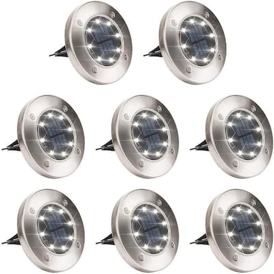 FKHouse 8-pack Sliver Solar Powered Integrated LED Ground Lights