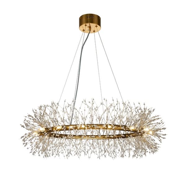 slide 2 of 6, 16-Lights Stainless Steel Firework Crystal Chandelier In Antique Bronze For Living Room And Dining Room - W47.2" x H 27.5" Antique Bronze