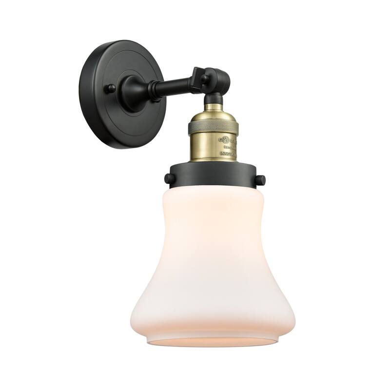 Innovations Lighting Bellmont Single Light 11" Tall Bathroom Sconce - Black Antique Brass / Matte White