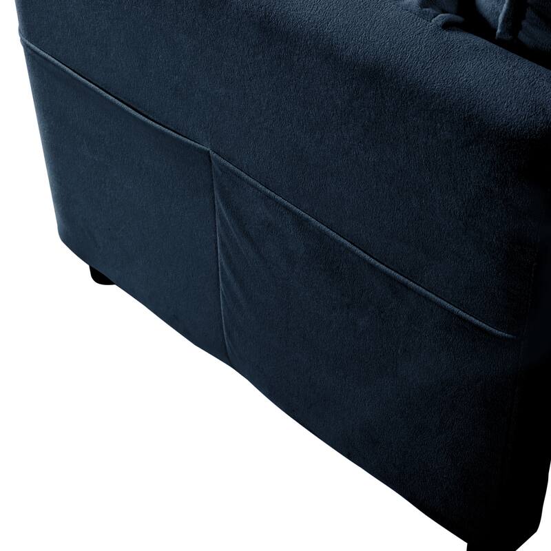 Chenille Modular Armchair with Storage Pockets & Toss Pillow