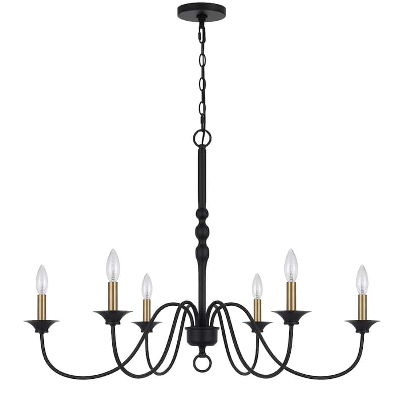 Marino 25" Height Metal Chandelier in Black/Antique Brass Finish